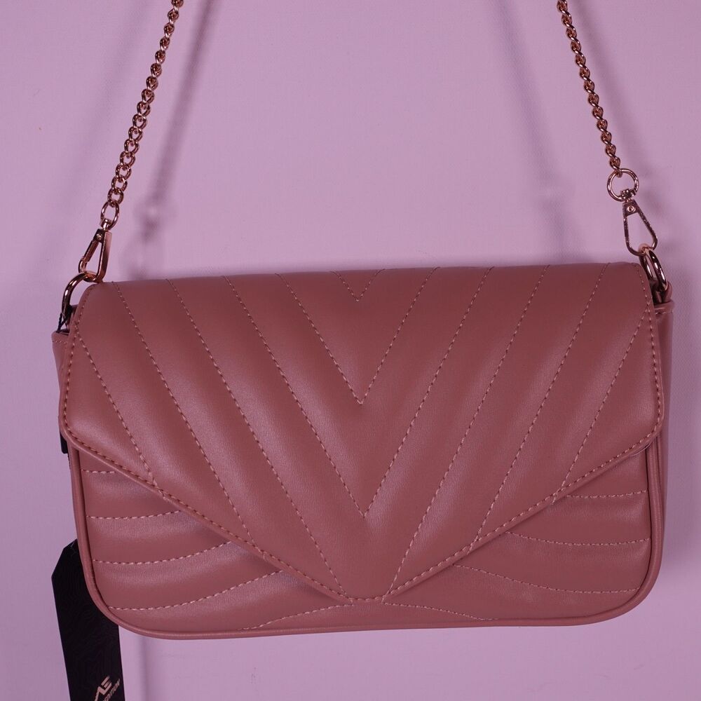 Ant Expedition Quilted Crossbody Shoulder Bag with Gold Chain Strap Beige Tan